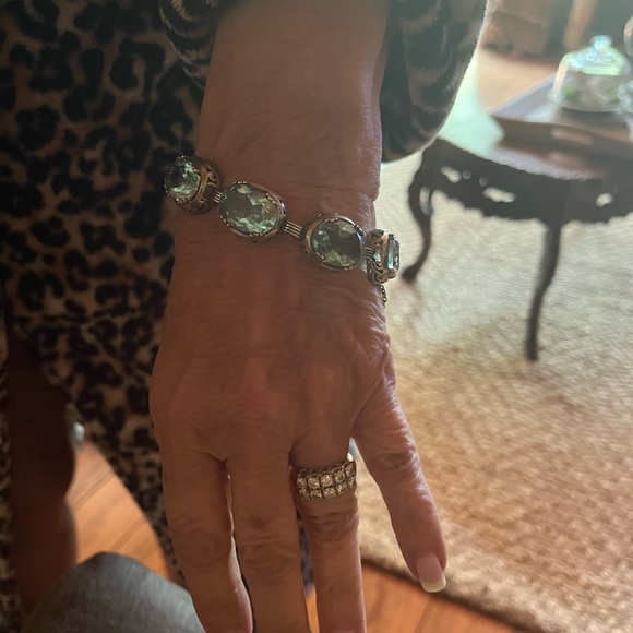 Silpada Sterling Silver and Aqua Glass Bracelet. Fits up to 7” wrist - Picture 7 of 7